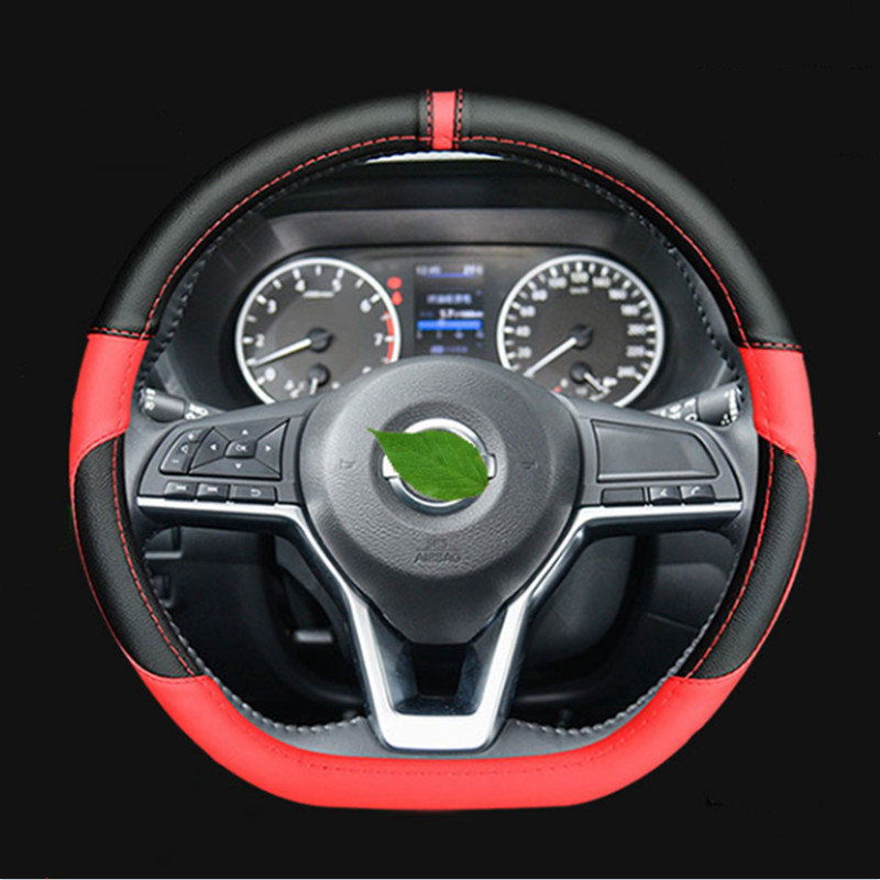Black & Red Steering Wheel Cover for Nissan Sentra 2020-2023 Models