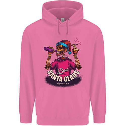 Bad Santa Claus Funny Skull Beer Alcohol Mens 80% Cotton Hoodie