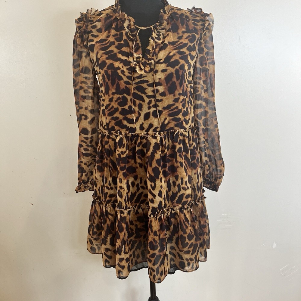 Generation Love NWOT Rumi Mini Dress Brown Leopard Print XS Lined