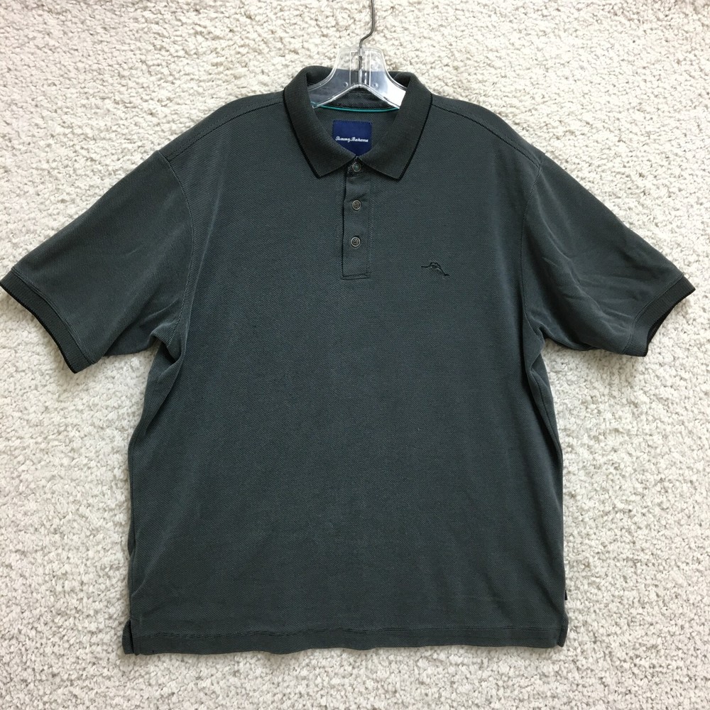 Tommy Bahama Polo Shirt Large Adult Gray Short Sleeve Casual Modern Golf Mens L