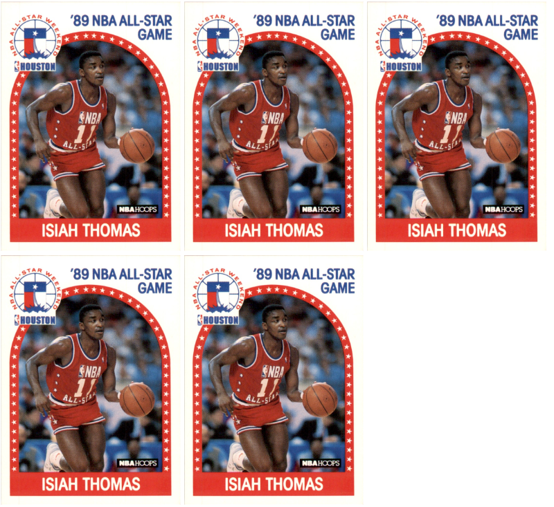 (5) 1989 Hoops #177 Isiah Thomas Detroit Pistons Card Lot