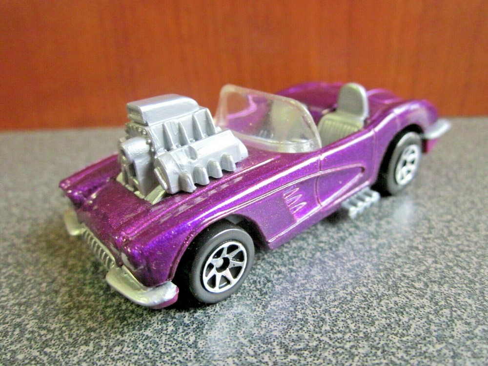 Hot Wheels 1958 Corvette Convertible, Blown Engine, Purple w/ Gray, 1:64; Loose