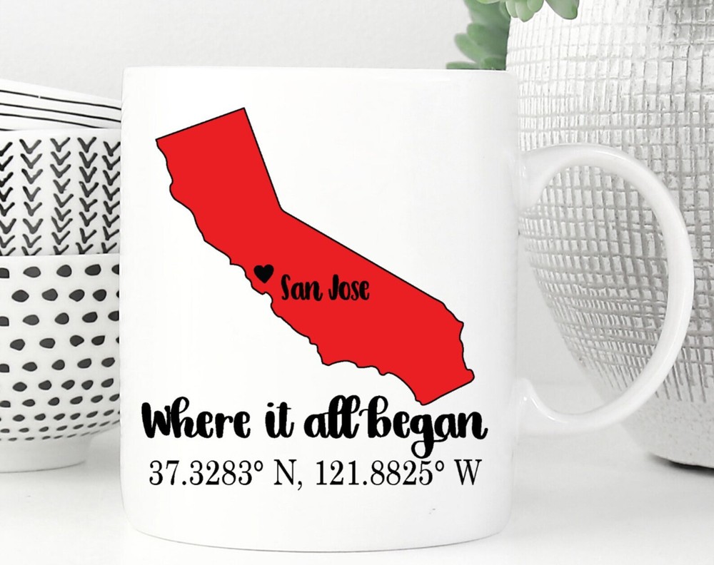 Where It All Began Coordinates Mug Cali Mug California Mug Best Friend Gifts
