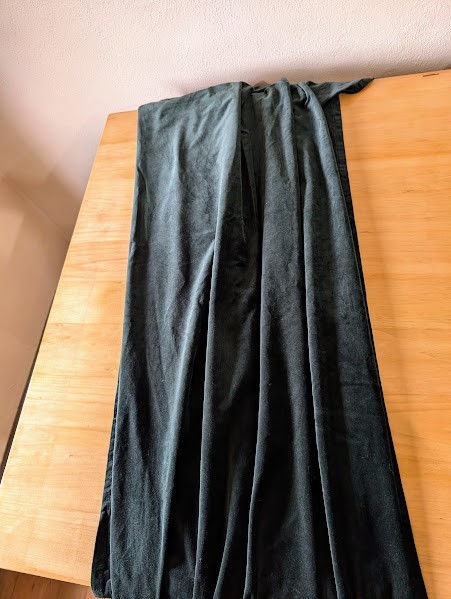 Pair of IKEA Sanela velvet curtains in dark green  55