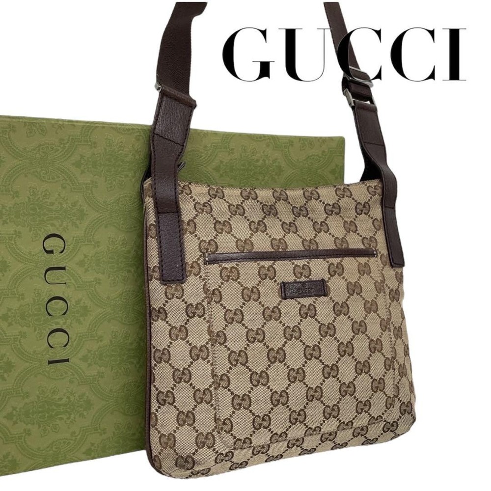 Gucci GG Supreme Canvas Brown Shoulder Bag Authentic Excellent Pre-Owned