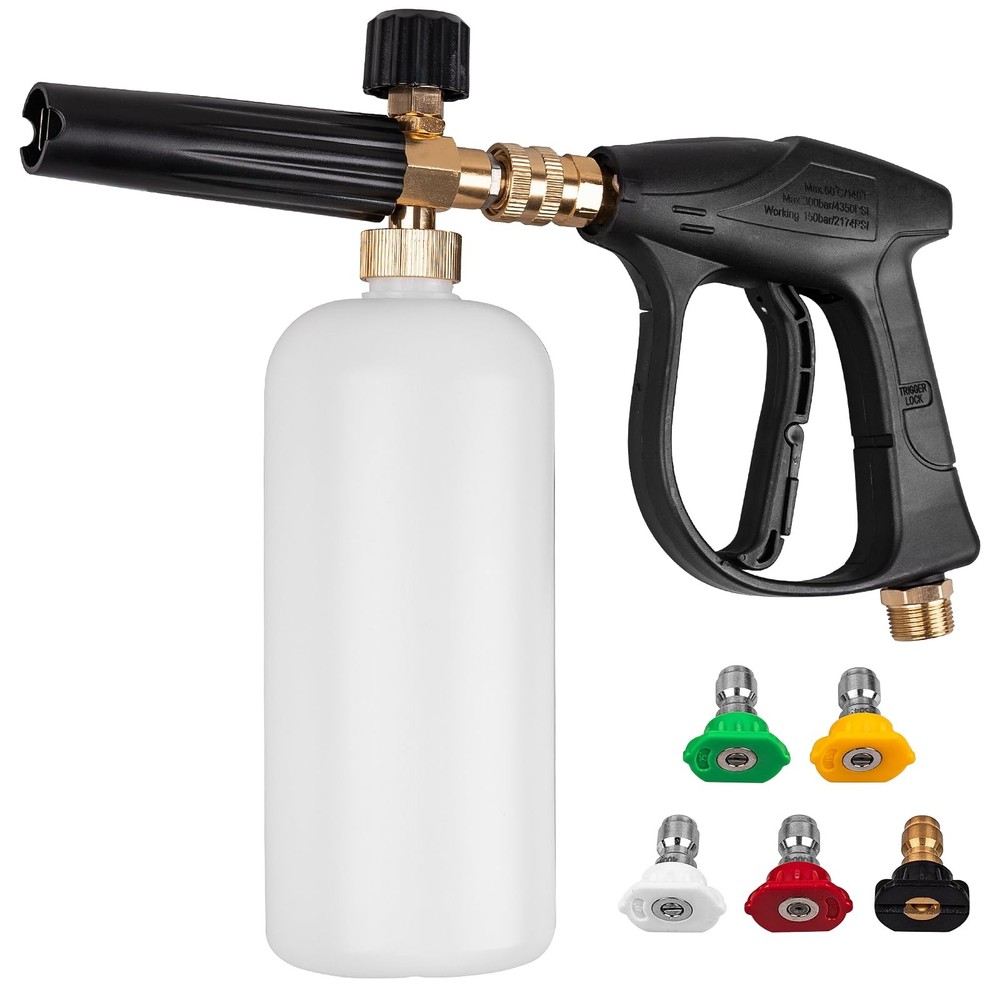 Pressure Washer Short Gun, Foam Cannon with 1/4 Inch Quick Connector, Power W...