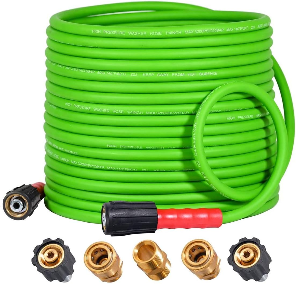 50FT Super Flexible Kink-Resistant Pressure Washer Hose for Power Washing