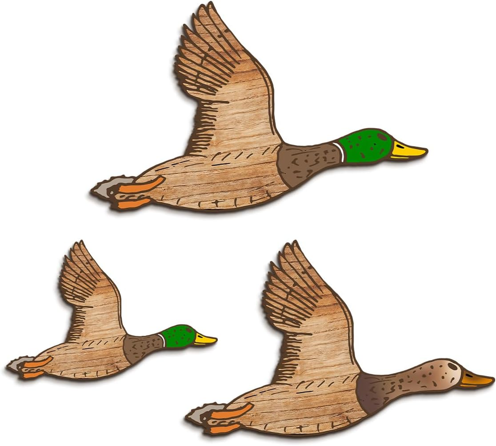 3Pcs Duck Hunting Wall Decor Wooden Flying Ducks Decor Rustic Farmhouse Wall Art
