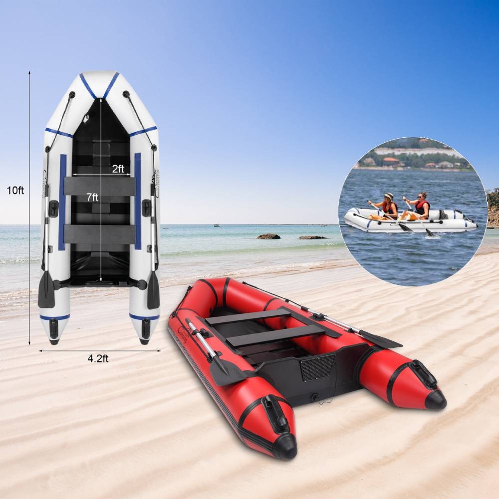 10ft Heavy Duty PVC Inflatable Boat Raft for Adults on Rivers and Lakes