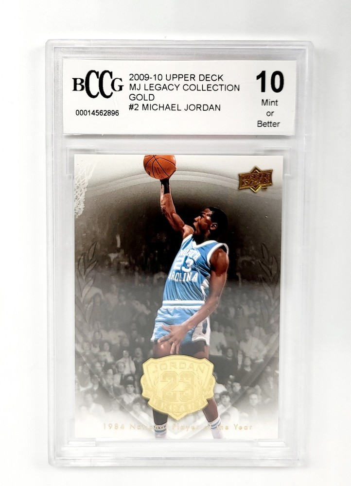 Graded GEM MT 10 Gold 2009 Upper Deck MJ Legacy #2 Michael Jordan UNC Tar Heels