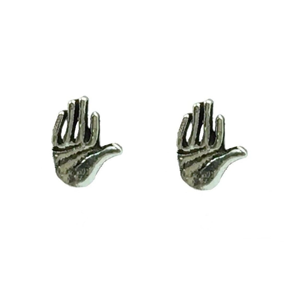Tiny Mini Palm Hand Studs Dainty Victorian Style Jewelry Gift 925 Silver