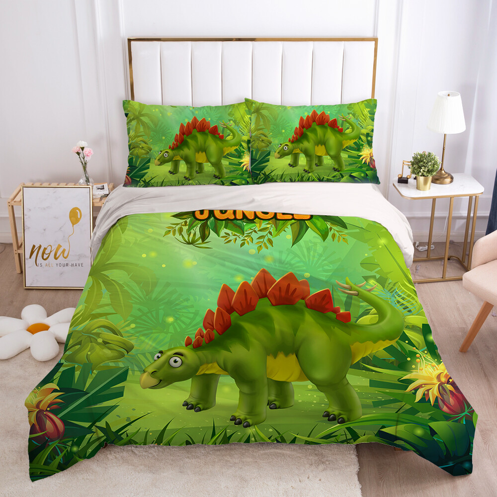 3D Green Dinosaur ZHUA011 Bed Pillowcases Quilt Duvet Cover Set Queen King Zoe