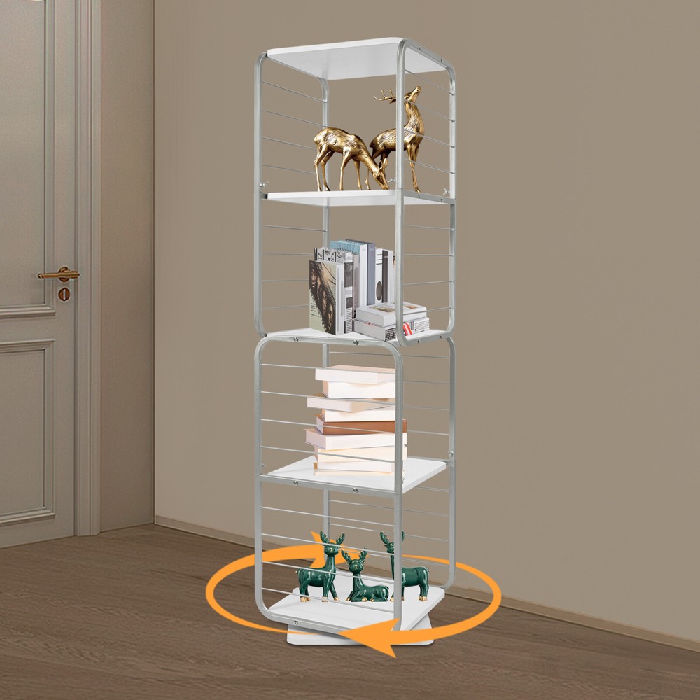360° Rotating 4-Tier Bookshelf for Bedroom or Living Room Storage