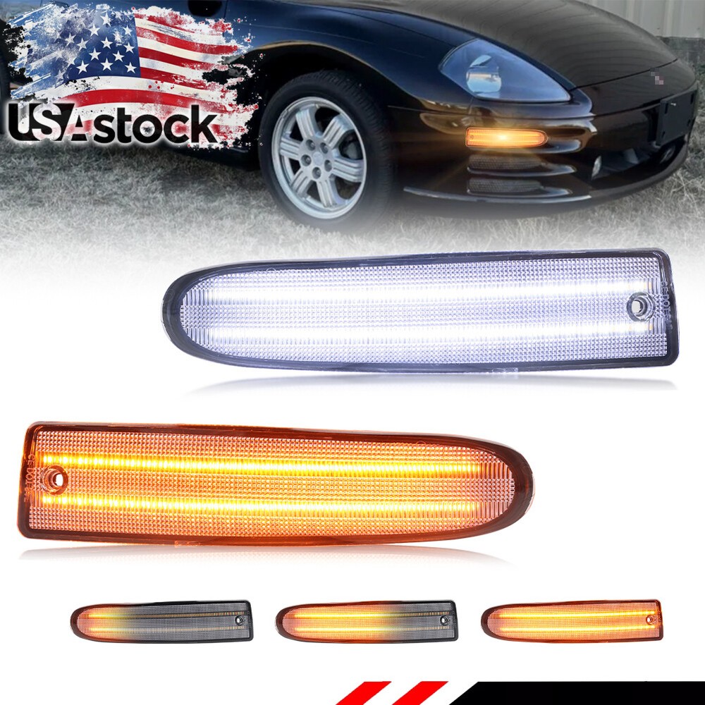 Smoked Dynamic LED Front Parking Turn Signal Lights For 00-02 Mitsubishi Eclipse