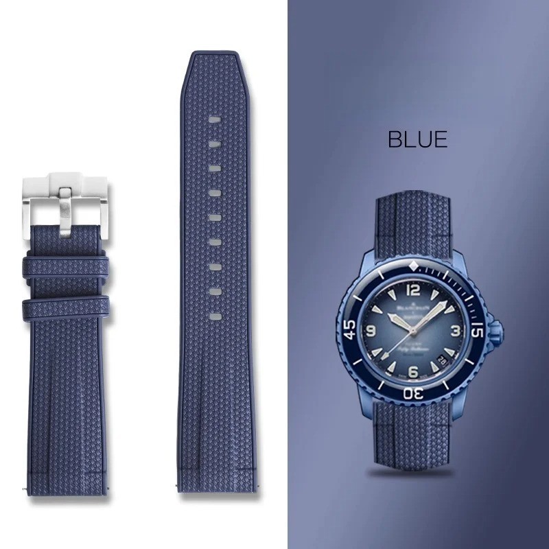 Blue Rubber Strap for Blancpain x Swatch Fifty Fathoms 21mm Quick Release