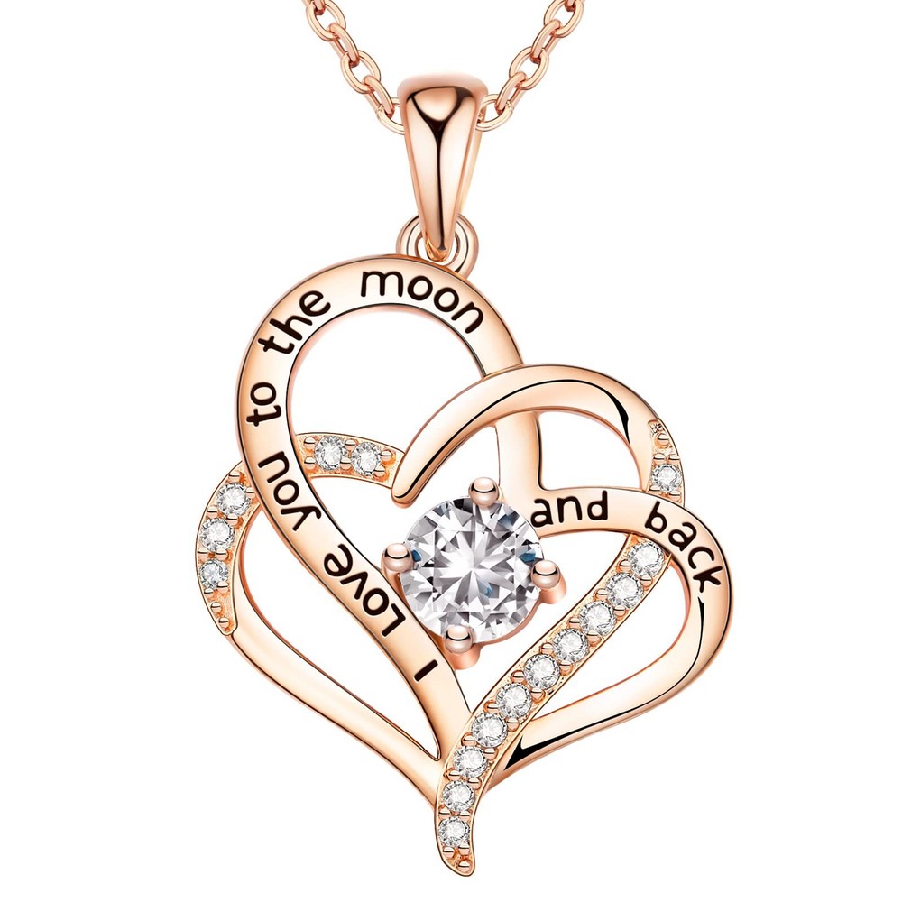 Valentines Day Gift Heart Necklace Women 925 Sterling Silver Birthstone Zirconia-image