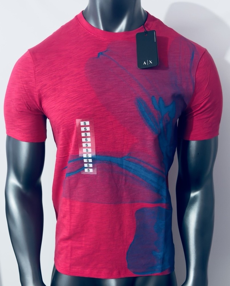 New Armani Exchange Men's Regular Fit  Floral Logo  Short Sleeve Shirt