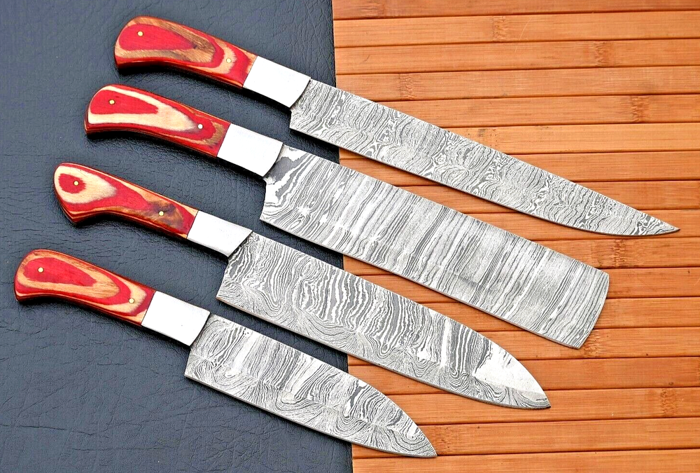 CUSTOM MADE HAND FORGED DAMASCUS STEEL CHEF KNIFE SET KITCHEN KNIVES 2076