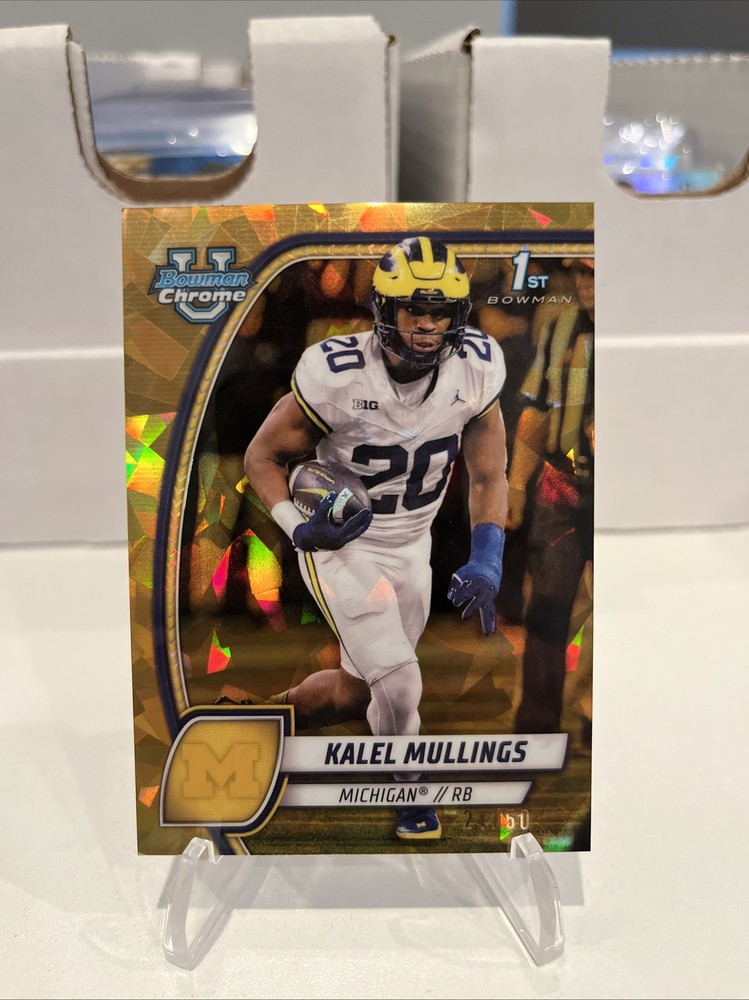 Kalel Mullings 2024 Bowman Chrome U Sapphire Gold Refractor /50 Michigan 🔥