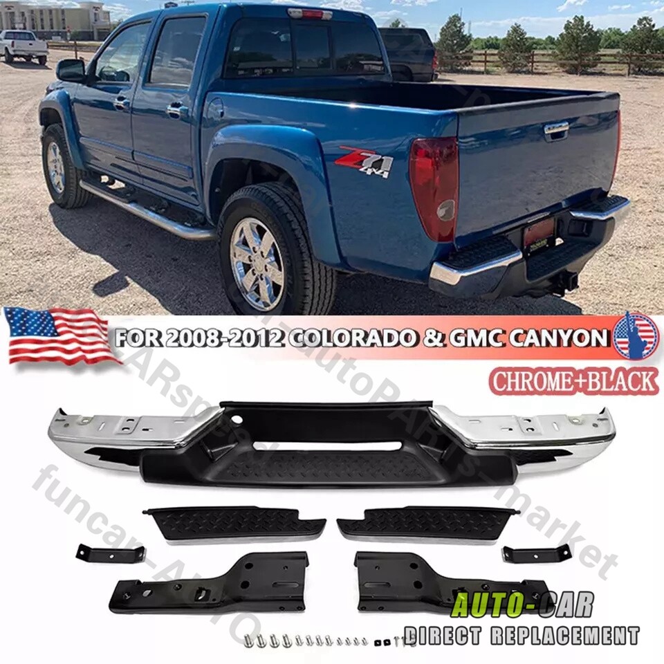 Chrome Steel Rear Bumper Assembly Fit For 08 09 10-2012 Chevrolet Colorado