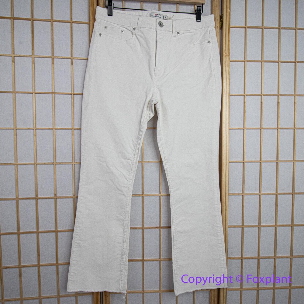 NEW Vineyard Vines high rise Pants cotton Kick Flare Corduroy Pina Colada, 30