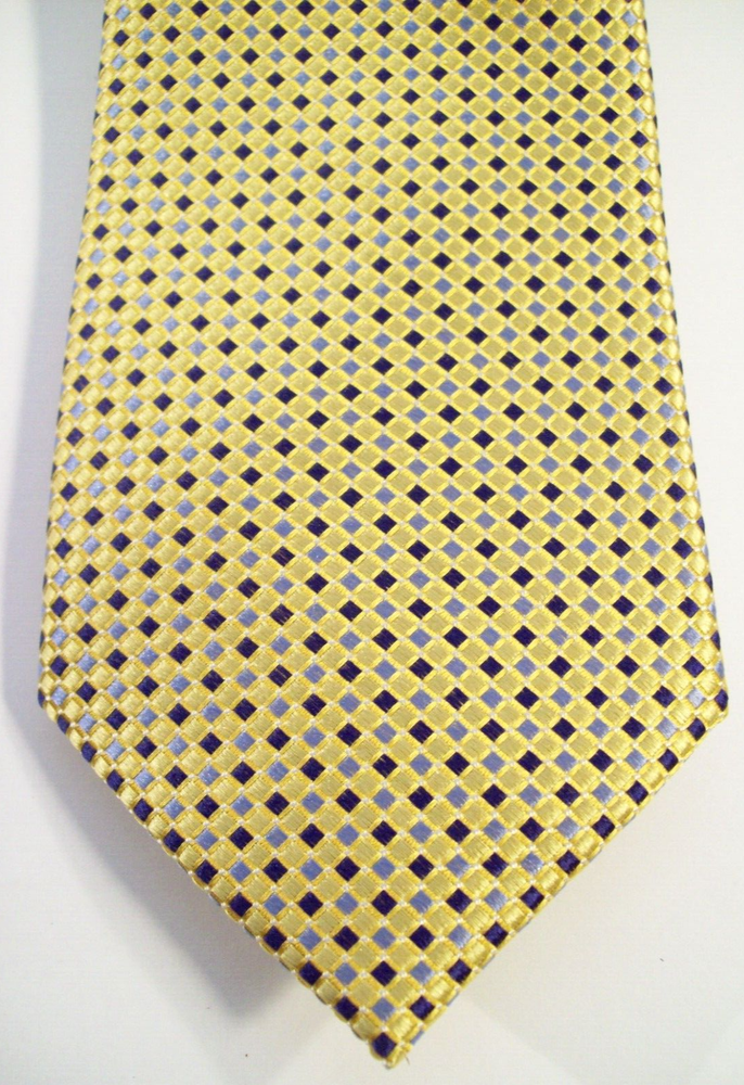 New Men's Tommy Hilfiger Silk Neck Tie, Diamond Pattern, Yellow Gold