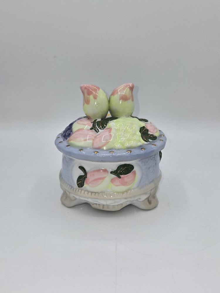 Vintage Peach Porcelain Trinket Dish Crafted in China