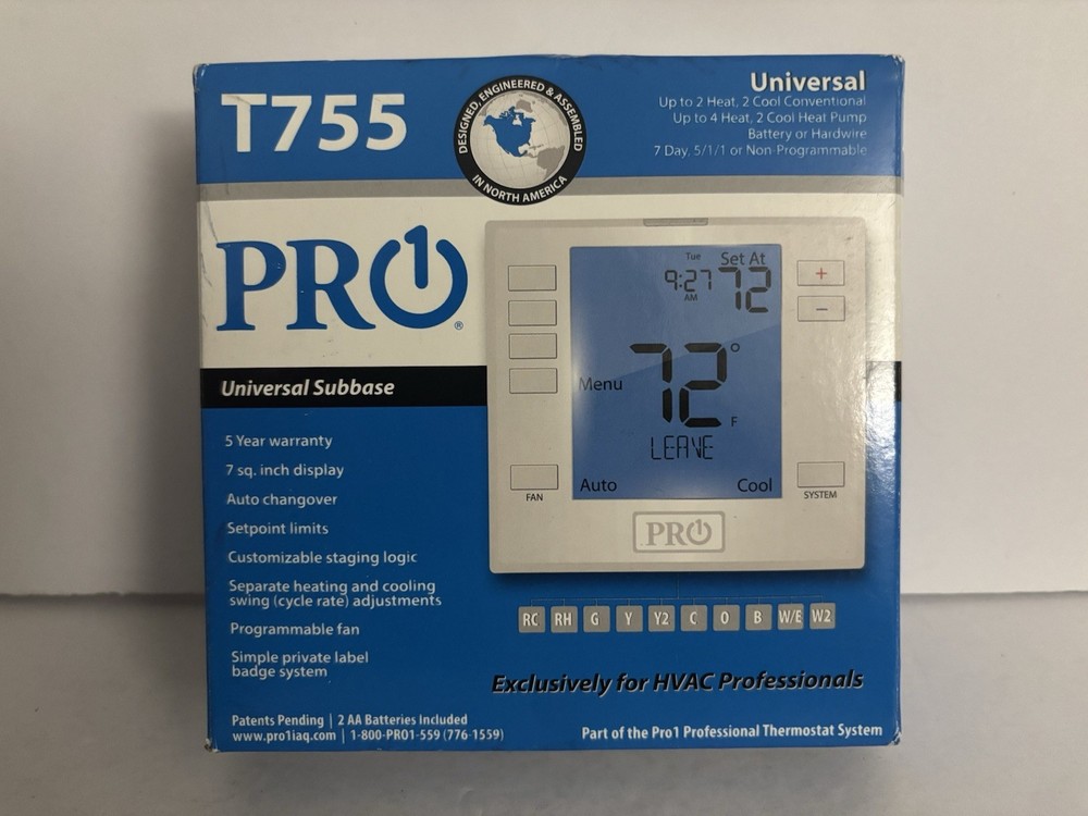 NEW Pro1 T755 Universal Thermostat 2H/2C Conventional 4H/2C Heat Pump