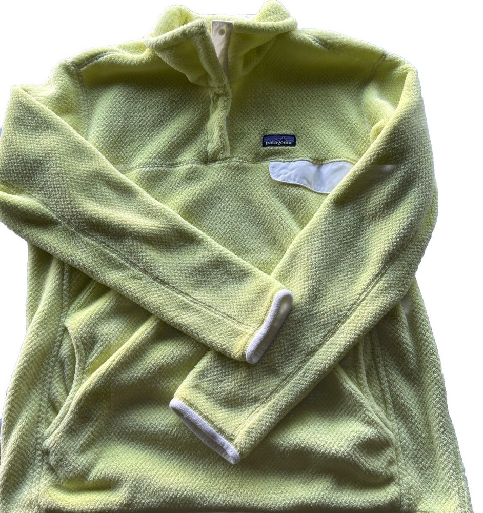 Vintage Patagonia Snap-T Fleece Pullover Women's XL Neon Yellow White