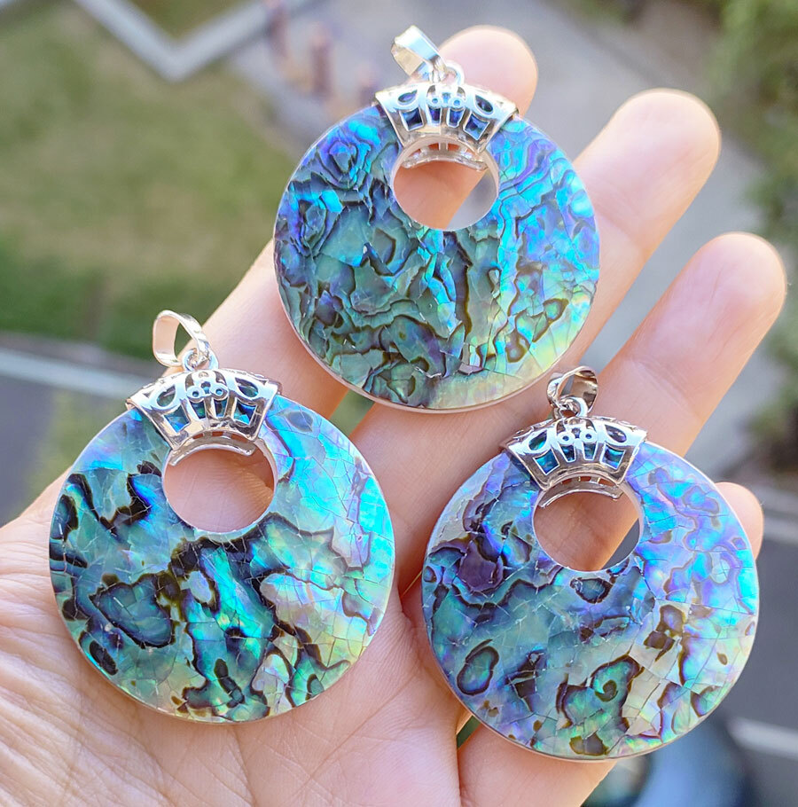 5pcs Natural Ablone shell  Pendants Chakra Reiki Healing Amulet