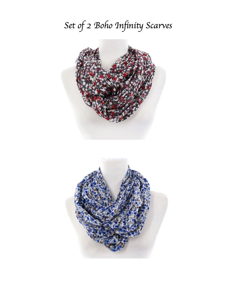 Bohemian Infinity Scarves Bundle Versatile Twee Boho Granny Cottagecore Style