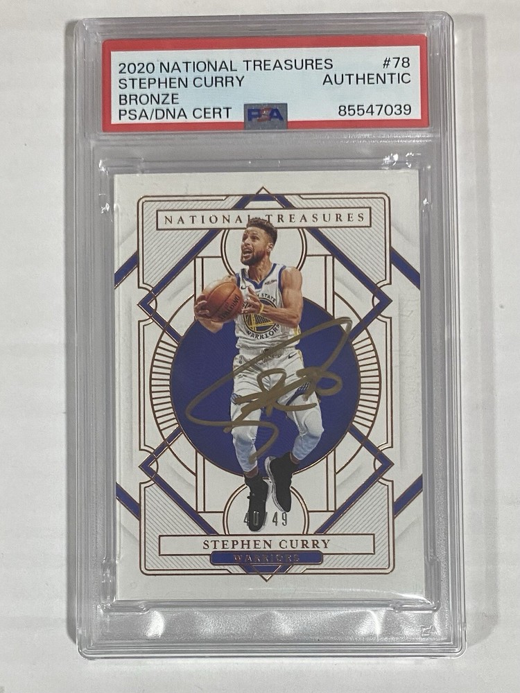 2020-21 Panini National Treasures Stephen Curry IP AUTO PSA DNA Authentic 4452