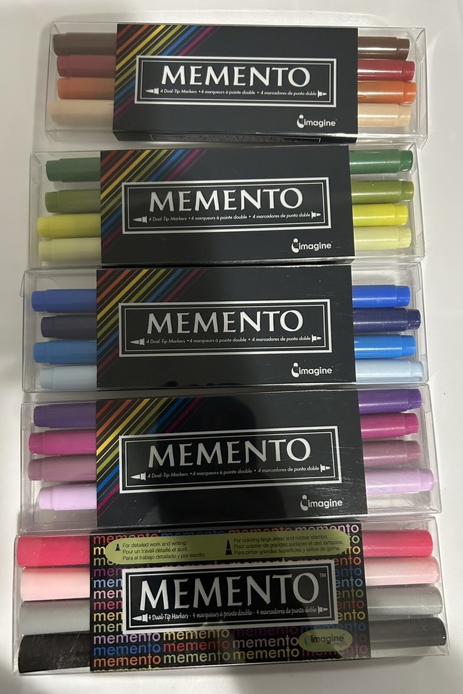 Memento Marker Pens Lot Of 5- 4 Pack Dual-Tip Pens Crafting Scrapbooking