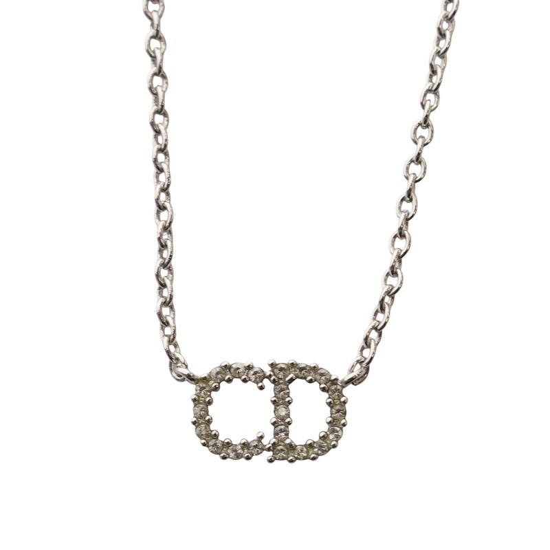 Christian Dior Clair De Lune Pendant Necklace with CD Signature in White