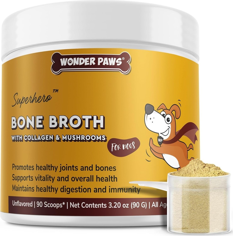 Healthy Bone Broth Powder for Dogs with Organic Mushrooms & Collagen 3.2 oz