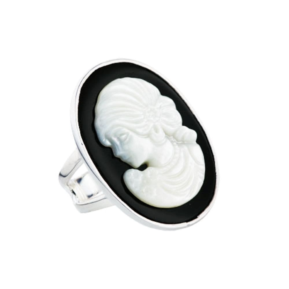 Vera & Co Sterling Silver Cameo Lady Silhouette Oval Onyx