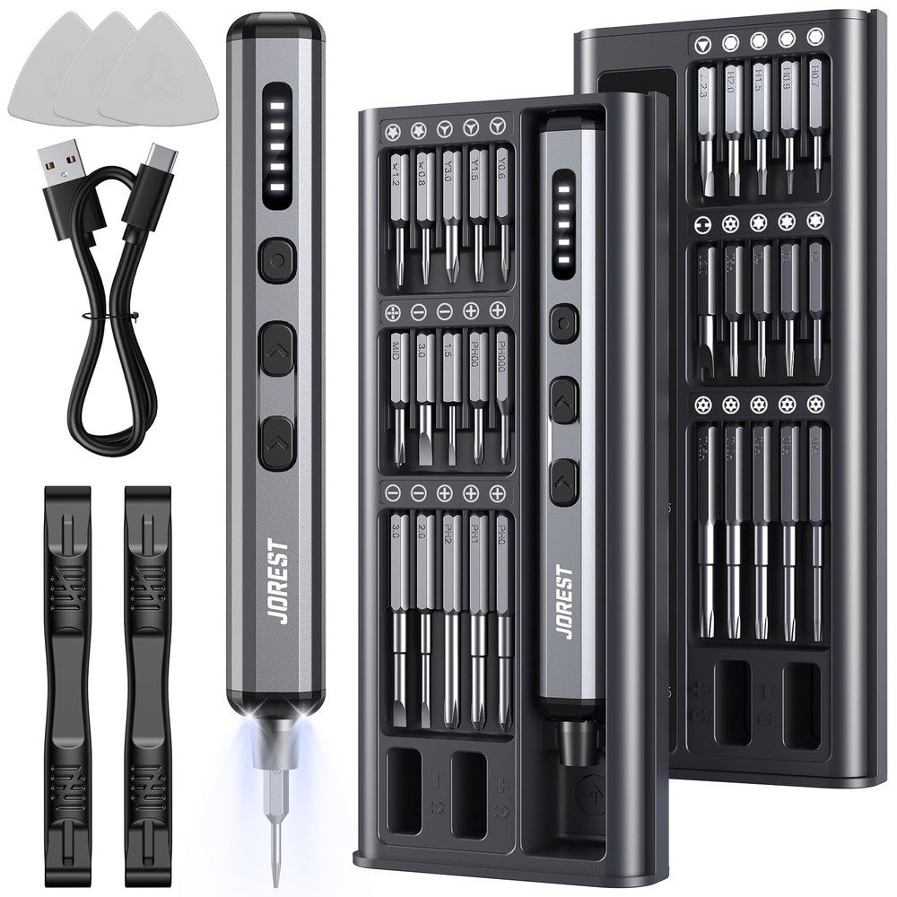 Mini Electric Precision Screwdriver with 38 Magnetic Bits and Torque Control