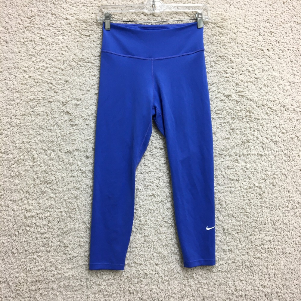 Nike Leggings Small Adult Purple Swoosh Pull On Cropped Pants Stretch Womens S