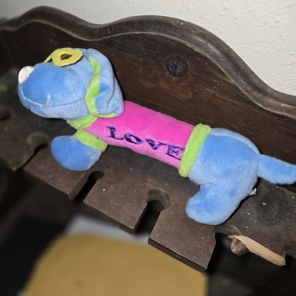 Vintage 1990s Cute LOVE Weiner Dog Sunglasses Colorful Neon Fun Plush Toy