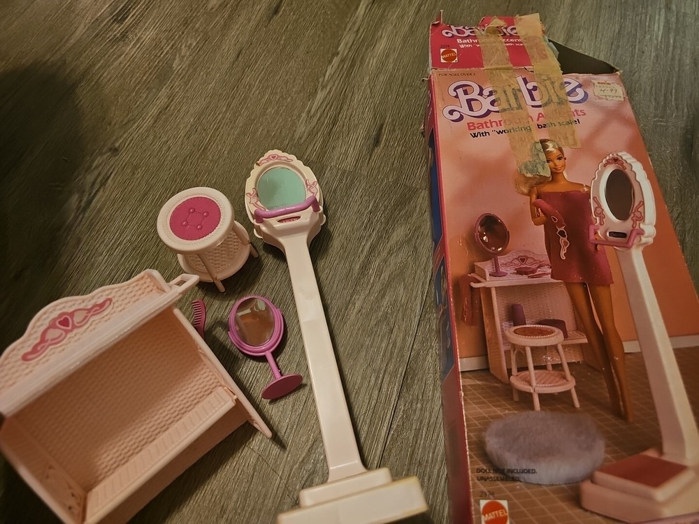 1985 Mattel Barbie Bathroom Set with Working Scale - 20% Off-image