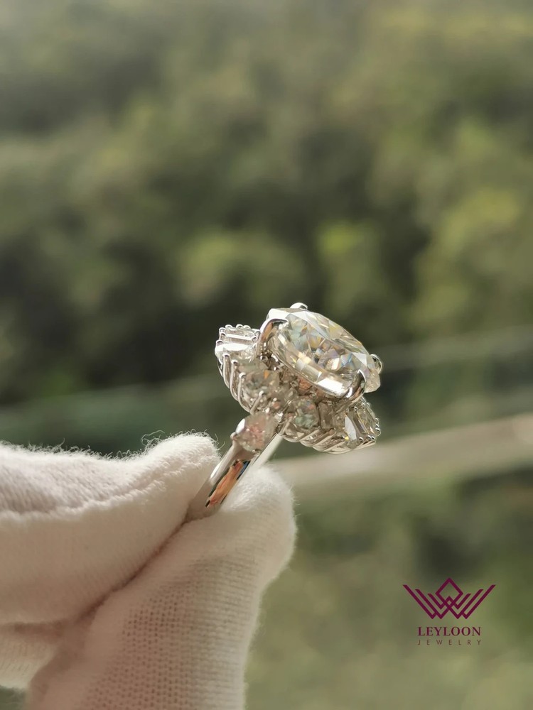 8 Ct Round Snowflake 950 Platinum Moissanite Engagement Ring