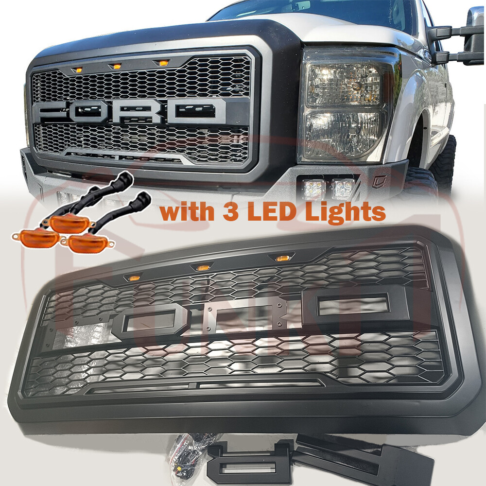 Grille For 2011-2016 Ford F250 F350 Super Duty Grill Raptor Style W/Letter Black