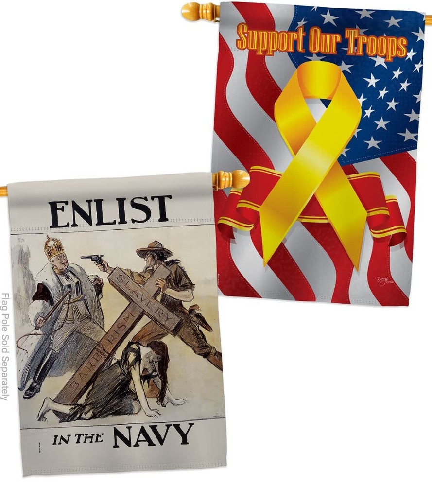 USBrotherhood Slavery Barbarism House Flag Pack Armed Forces Navy USN Seabee ...