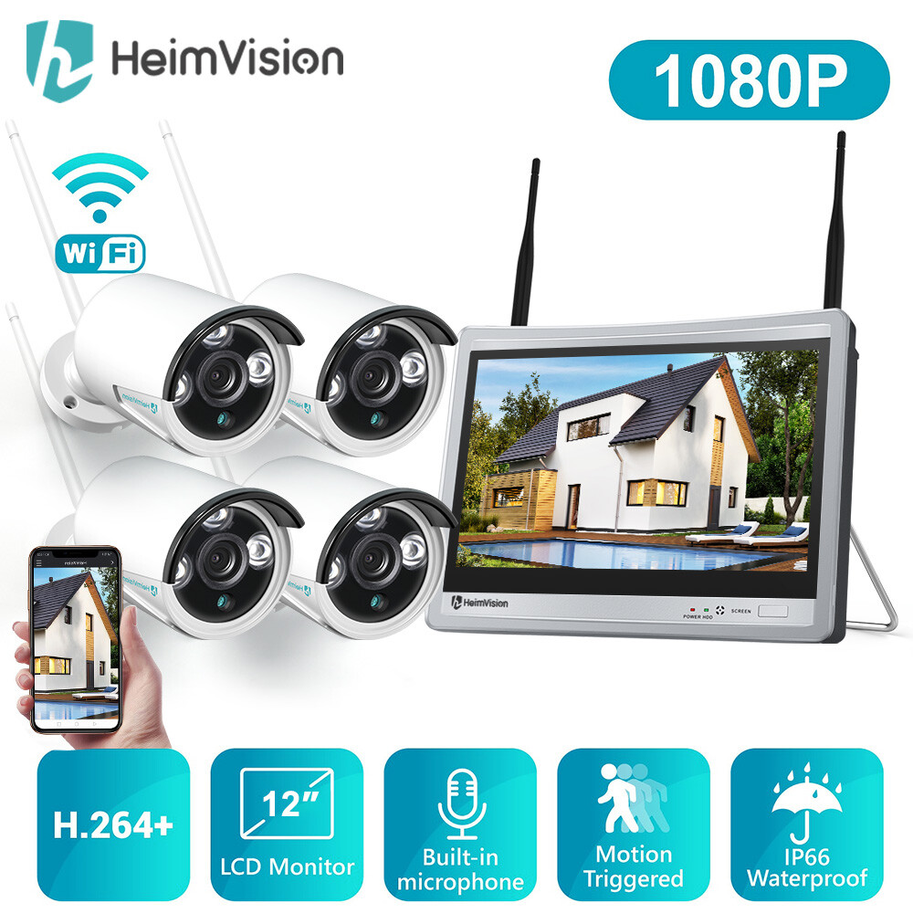 HeimVision Wireless Security Camera System 8CH NVR 12'' LCD Monitor Outdoor CCTV