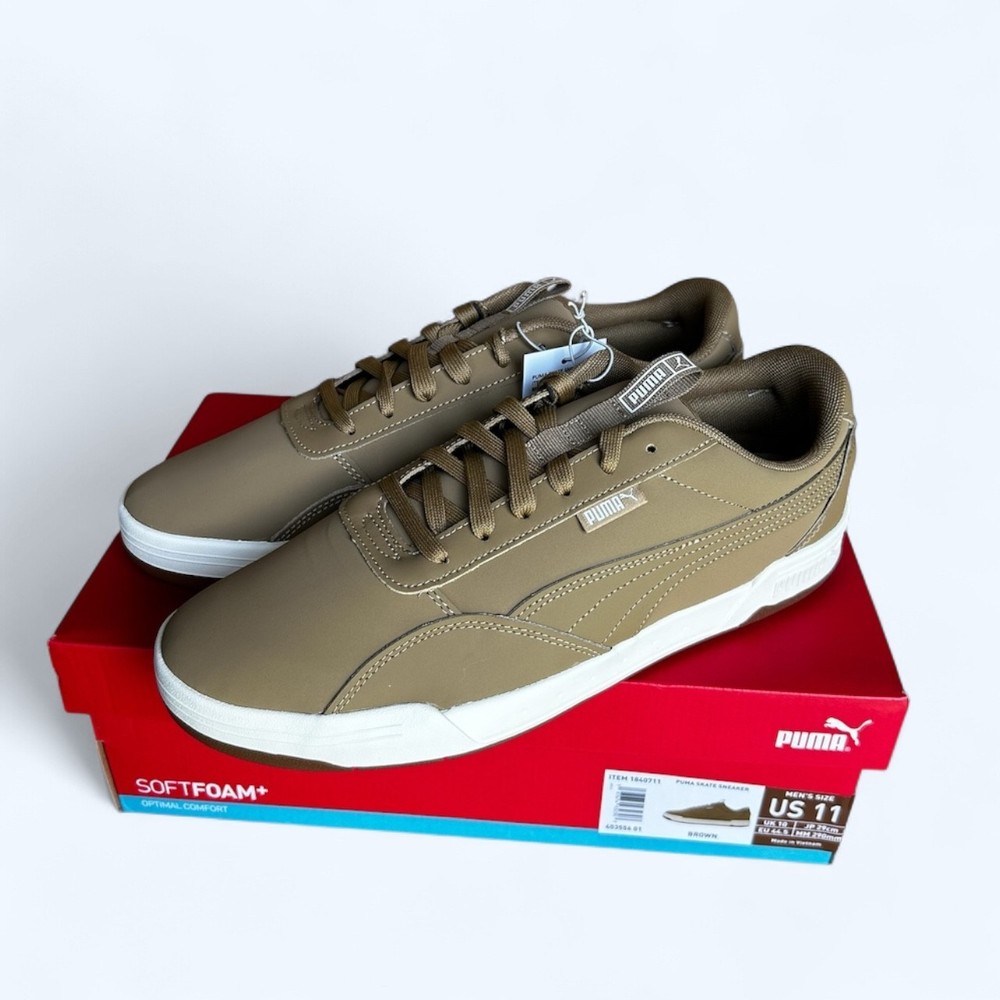 PUMA Men's Skate Sneaker SoftFoam Lace Up Shoes Brown Size 11