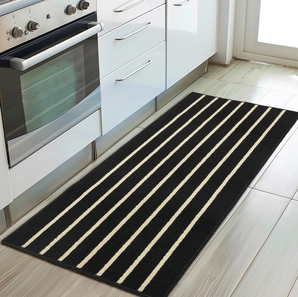 Non-Slip Black Kitchen Rugs Absorbent Dirt-Resistant Floor Mats