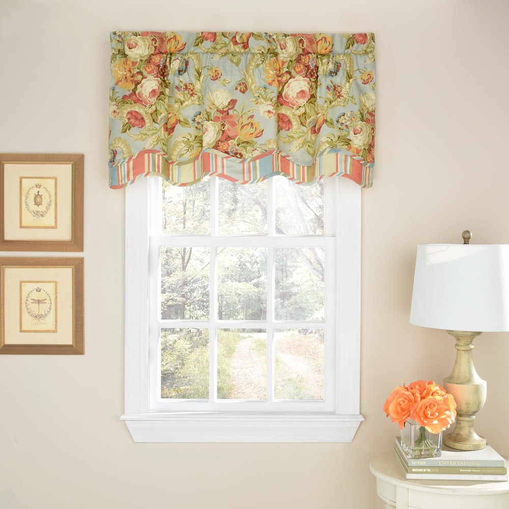 Spring Bling Modern Farmhouse Floral Rod Pocket Valance for Windows in Bedroo