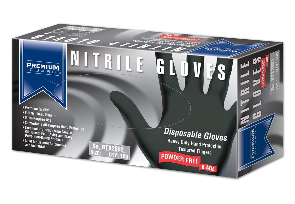 - Nitrile Gloves - Disposable, Powder Free, Latex Rubber Free, 5 mil, Black N...