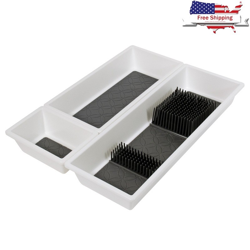 Non-Slip Plastic Drawer Organizer Set for Kitchen Utensils Knives & Crafts