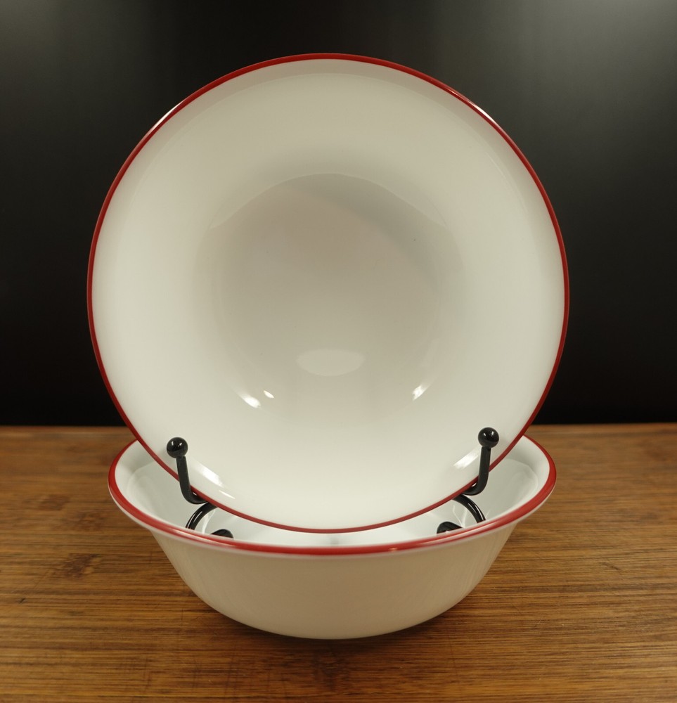 2 Corelle Crimson Trellis Red Trim 6.25